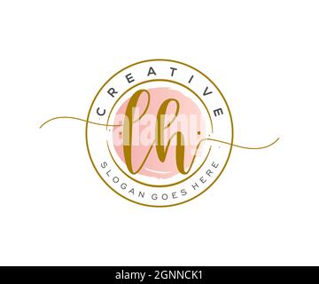 LH feminine Logo Schönheit Monogramm und elegantes Logo-Design, Handschrift Logo der ursprünglichen Signatur, Hochzeit, Mode, Blumen und botanischen mit kreativen Stock Vektor