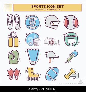 Set Icon Sport - MBE Syle - einfache Illustration, editierbare Kontur, Design Template Vektor, gut für Drucke, Poster, Werbung, Ankündigungen, in Stock Vektor