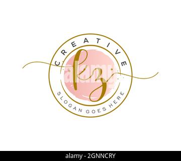 KZ feminine Logo Schönheit Monogramm und elegantes Logo-Design, Handschrift Logo der ursprünglichen Signatur, Hochzeit, Mode, floral und botanisch mit kreativen Stock Vektor