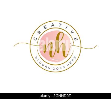 NH feminine Logo Schönheit Monogramm und elegantes Logo-Design, Handschrift Logo der ursprünglichen Signatur, Hochzeit, Mode, Blumen und botanischen mit kreativen Stock Vektor