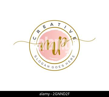 MP feminine Logo Schönheit Monogramm und elegantes Logo-Design, Handschrift Logo der ursprünglichen Signatur, Hochzeit, Mode, Blumen und botanischen mit kreativen Stock Vektor