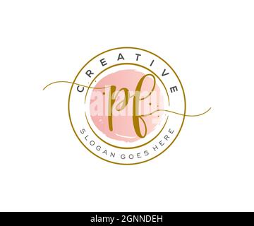 PF feminine Logo Schönheit Monogramm und elegantes Logo-Design, Handschrift Logo der ursprünglichen Signatur, Hochzeit, Mode, Blumen und botanischen mit kreativen Stock Vektor