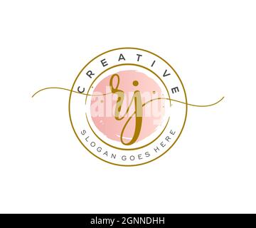 RJ feminine Logo Schönheit Monogramm und elegantes Logo-Design, Handschrift Logo der ursprünglichen Signatur, Hochzeit, Mode, Blumen und botanischen mit kreativen Stock Vektor