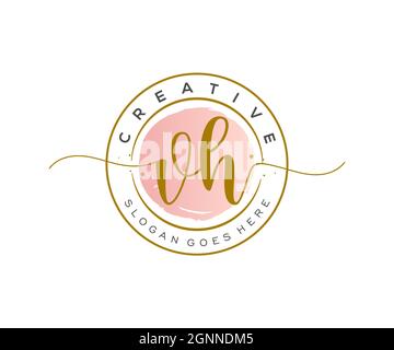 VH feminine Logo Schönheit Monogramm und elegantes Logo-Design, Handschrift Logo der ursprünglichen Signatur, Hochzeit, Mode, floral und botanisch mit kreativen Stock Vektor