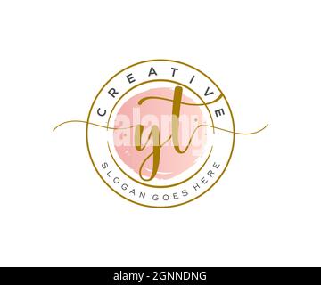 YT feminine Logo Schönheit Monogramm und elegantes Logo-Design, Handschrift Logo der ursprünglichen Signatur, Hochzeit, Mode, Blumen und botanischen mit kreativen Stock Vektor