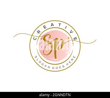 SP feminine Logo Schönheit Monogramm und elegantes Logo-Design, Handschrift Logo der ursprünglichen Signatur, Hochzeit, Mode, Blumen und botanischen mit kreativen Stock Vektor