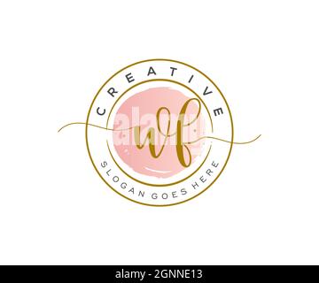 WF feminine Logo Schönheit Monogramm und elegantes Logo-Design, Handschrift Logo der ursprünglichen Signatur, Hochzeit, Mode, floral und botanisch mit kreativen Stock Vektor