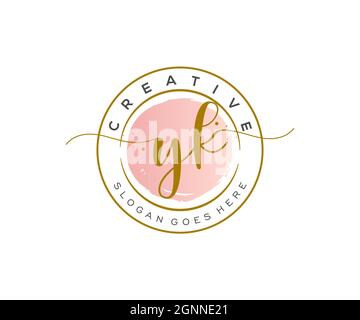 YK feminine Logo Schönheit Monogramm und elegantes Logo-Design, Handschrift Logo der ursprünglichen Signatur, Hochzeit, Mode, Blumen und botanischen mit kreativen Stock Vektor