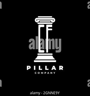 CF Monogramm Logo Buchstaben Säulen Form Anwalt Stil Vektor, Anwaltskanzlei Unternehmen in schwarzem Hintergrund isoliert Stock Vektor