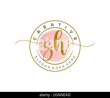 SH feminine Logo Schönheit Monogramm und elegantes Logo-Design, Handschrift Logo der ursprünglichen Signatur, Hochzeit, Mode, Blumen und botanischen mit kreativen Stock Vektor