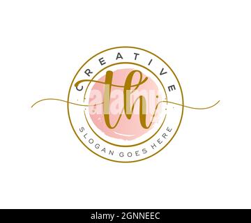 TH feminine Logo Schönheit Monogramm und elegantes Logo-Design, Handschrift Logo der ursprünglichen Signatur, Hochzeit, Mode, Blumen und botanischen mit kreativen Stock Vektor