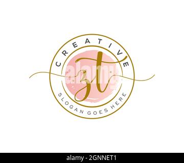 ZT feminine Logo Schönheit Monogramm und elegantes Logo-Design, Handschrift Logo der ursprünglichen Signatur, Hochzeit, Mode, floral und botanisch mit kreativen Stock Vektor