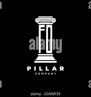 FO Monogramm Logo Buchstaben Säulen Form Anwalt Stil Vektor, Anwaltskanzlei Unternehmen in schwarzem Hintergrund isoliert Stock Vektor