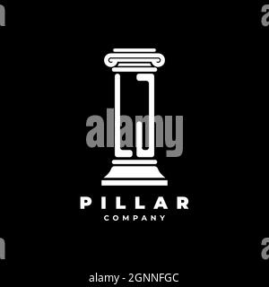LJ Monogram Logo Buchstaben Säulen Form Anwalt Stil Vektor, Anwaltskanzlei Unternehmen in schwarzem Hintergrund isoliert Stock Vektor