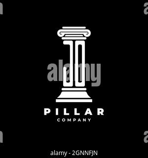 JO Monogram Logo Buchstaben Säulen Form Anwalt Stil Vektor, Anwaltskanzlei Unternehmen in schwarzem Hintergrund isoliert Stock Vektor