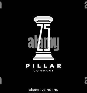 ZS Monogram Logo Buchstaben Säulen Form Anwalt Stil Vektor, Anwaltskanzlei Unternehmen in schwarzem Hintergrund isoliert Stock Vektor