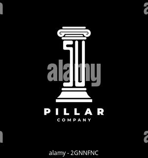 SU Monogram Logo Buchstaben Säulen Form Anwalt Stil Vektor, Anwaltskanzlei Unternehmen in schwarzem Hintergrund isoliert Stock Vektor