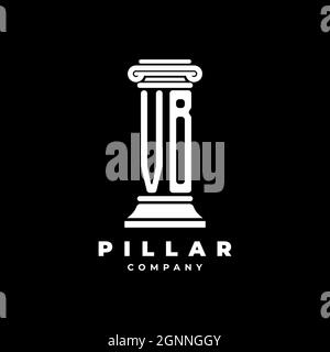 VB Monogram Logo Buchstaben Säulen Form Anwalt Stil Vektor, Anwaltskanzlei Unternehmen in schwarzem Hintergrund isoliert Stock Vektor