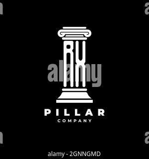 RX Monogram Logo Buchstaben Säulen Form Anwalt Stil Vektor, Anwaltskanzlei Unternehmen in schwarzem Hintergrund isoliert Stock Vektor