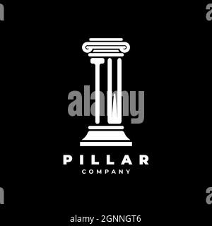 TW Monogram Logo Buchstaben Säulen Form Anwalt Stil Vektor, Anwaltskanzlei Unternehmen in schwarzem Hintergrund isoliert Stock Vektor