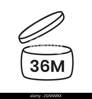36m Zeitraum nach Öffnen pao Symbol Zeichen flachen Stil Design Vektor Illustration isoliert auf weißem Hintergrund. 36 Monate pao-Verfallszeit für kosmetische pa Stock Vektor