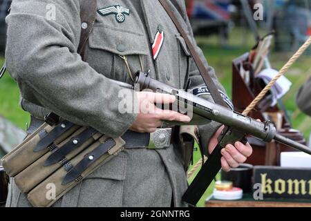 MP3008. Deutsche Kopie des britischen Sten-Kanone aus dem späten zweiten Weltkrieg mit Magazin direkt unter dem Empfänger. Stockfoto