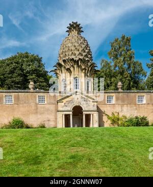 The Dunmore Pineapple Folly in Dunmore Park, bei Airth in der Nähe von Stirling in Stirlingshire, Schottland, im Besitz des Natiional Trust for Scotland Stockfoto