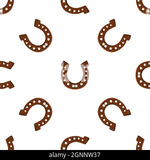 Illustration zum Thema Irish Holiday St. Patrick Tag, nahtlose Hufeisen. Muster St. Patrick Tag bestehend aus identischen Hufeisen auf weißem Hintergrund Stock Vektor