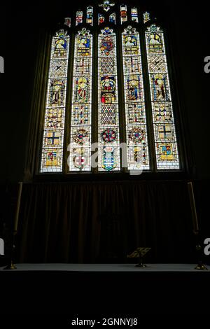 Ostende Buntglasfenster in der Kirche St. Martin, Stamford, England. Stockfoto