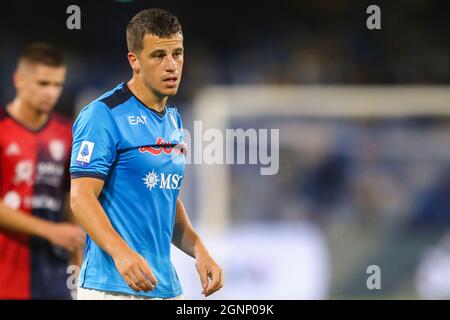 Diego Demme, deutscher Mittelfeldspieler von SSC Napoli, während des Fußballspiels der Serie A zwischen SSC Napoli und Cagliari im Diego Armando Maradona Stadium in Neapel, Süditalien, am 16. September 2021. Stockfoto