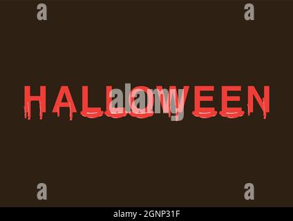 Halloween Blut spritzt, Tropfen und Trail Alphabet. Vektordarstellung auf schwarzem Hintergrund isoliert. Stock Vektor
