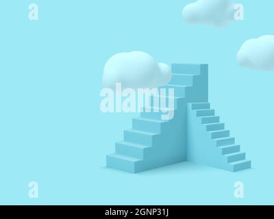 Blaue Treppe mit Wolken. Stock Vektor