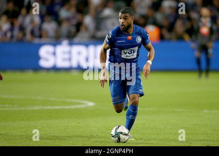 BRUSSEL, BELGIEN - 23. SEPTEMBER: Christopher Operi von KAA Gent während des Jupiler Pro League-Spiels zwischen RSC Anderlecht und KAA Gent am 23. September 2021 im Lotto Park in Brussel, Belgien (Foto: Perry vd Leuvert/Orange Picicors) Stockfoto