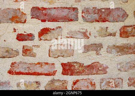 Ziegelwand Textur im Vollformat. Architektur Material abstrakt. Stockfoto