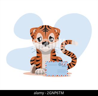 Niedlicher Vektor Tiger Happy Chinese Neujahr Grußkarte 2022 Tierurlaub Cartoon-Figur mit weihnachtssachen Stock Vektor