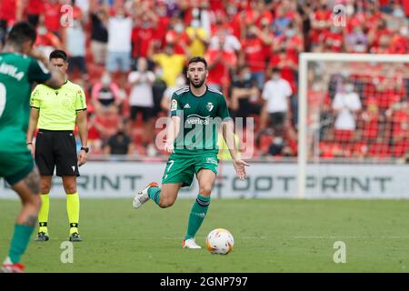 Palma de Mallorca, Spanien. September 2021. Jon Moncayola (Osasuna) Fußball: Spanisches Spiel 'La Liga Santander' zwischen RCD Mallorca 2-3 CA Osasuna beim Visit Mallorca Estadi in Palma de Mallorca, Spanien. Quelle: Mutsu Kawamori/AFLO/Alamy Live News Stockfoto