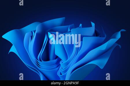 Abstrakt moderner minimalistischer Hintergrund mit gefaltetem Stoff, blauem Tuch Stockfoto