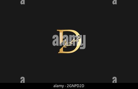 BUCHSTABE D MIT BLUMENSYMBOL-LOGO-DESIGN ZUR ILLUSTRATION Stock Vektor