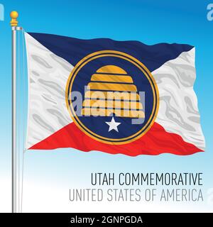 Utah State Gedenkflagge, Vereinigte Staaten von Amerika, Vektorgrafik Stock Vektor