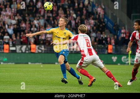 Brondby, Dänemark. September 2021. Sigurd rostete (4) von Broendby, WENN er während des 3F-Superliga-Spiels zwischen Broendby IF und Aalborg Boldklub im Brondby-Stadion gesehen wurde. (Foto: Gonzales Photo/Alamy Live News Stockfoto