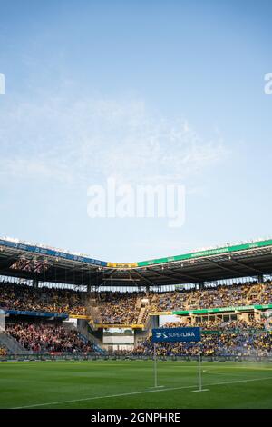 Brondby, Dänemark. September 2021. Das Brondby Stadion ist bereit für das 3F Superliga-Spiel zwischen Broendby IF und Aalborg Boldklub in Brondby. (Foto: Gonzales Photo/Alamy Live News Stockfoto