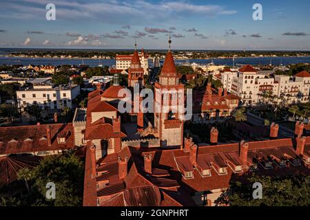 Luftaufnahme der historischen ältesten Stadt der USA Stockfoto