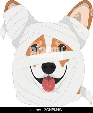 Halloween Grußkarte. Pembroke Welsh Corgi Hund als Mama gekleidet Stock Vektor