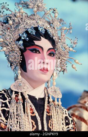 Singapur. Weibliche Darstellerin der Chinesischen Oper. Stockfoto