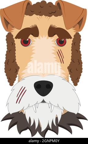 Halloween Grußkarte. Fox Terrier Hund als Werwolf gekleidet Stock Vektor