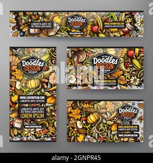 Cartoon Vektor Doodle Satz von Thanksgiving Corporate Identity Vorlage Stock Vektor