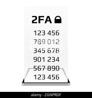 Zwei-Faktor-Authentifizierung 2FA-Konzept mit einem Smartphone isoliert auf weißem Hintergrund. Schützen Sie Ihr Geld. Vektorgrafik. Stock Vektor