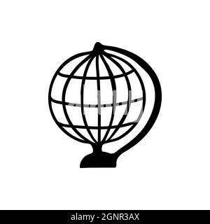 Handgezeichnete Erdkugel im Doodle-Stil als Vektor. Isolierte Abbildung auf weißem Hintergrund. Für Innenarchitektur, Tapete, Verpackung, Poster Stock Vektor