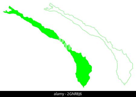 Neuirlands Insel (Papua-Neuguinea, Bismarck-Archipel) Kartenvektordarstellung, Skizze Latangai oder Neumecklenburg Karte Stock Vektor