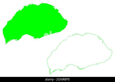 Insel Wrangel (Russland, Russische Föderation, Tschukotka) Karte Vektordarstellung, Skizze Wrangel Karte Stock Vektor